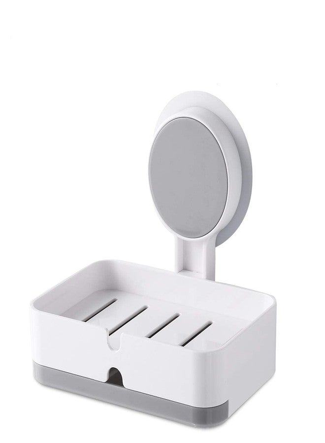 OLMARTT KITCHENWARE Wall-Mounted Soap Holder with Waterproof Adhesive, Premium ABS Plastic, Removable Drain Tray, White - Image 1